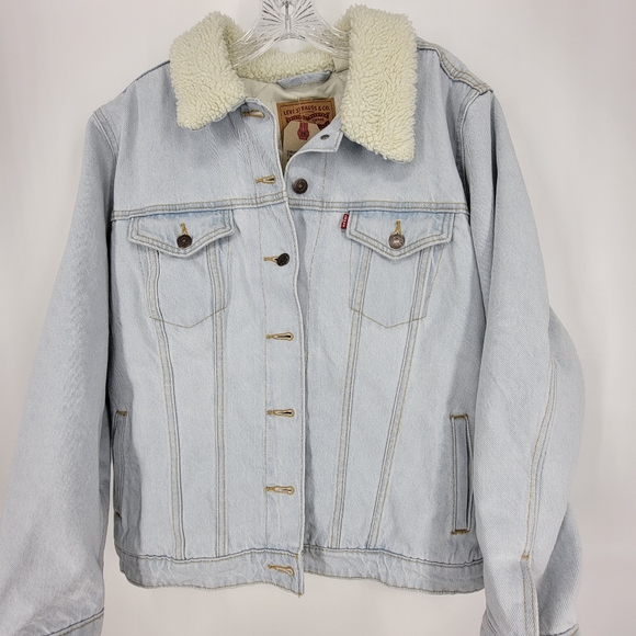 Levis Denim Jacket Trucker Coat Sherpa Plus
